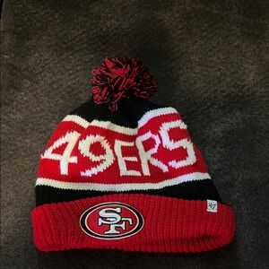47 Brand Red and Black Kids Pom Beanie
